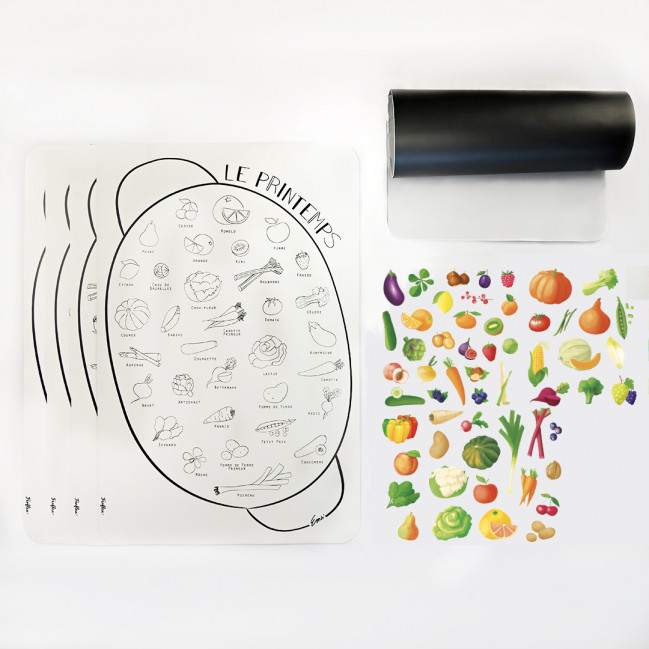 Calendrier des fruits et légumes de saison par l'illustratrice Emsi.
